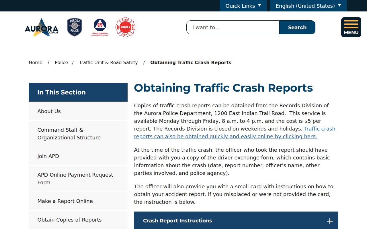Aurora criminal records and crash report request walkthrough