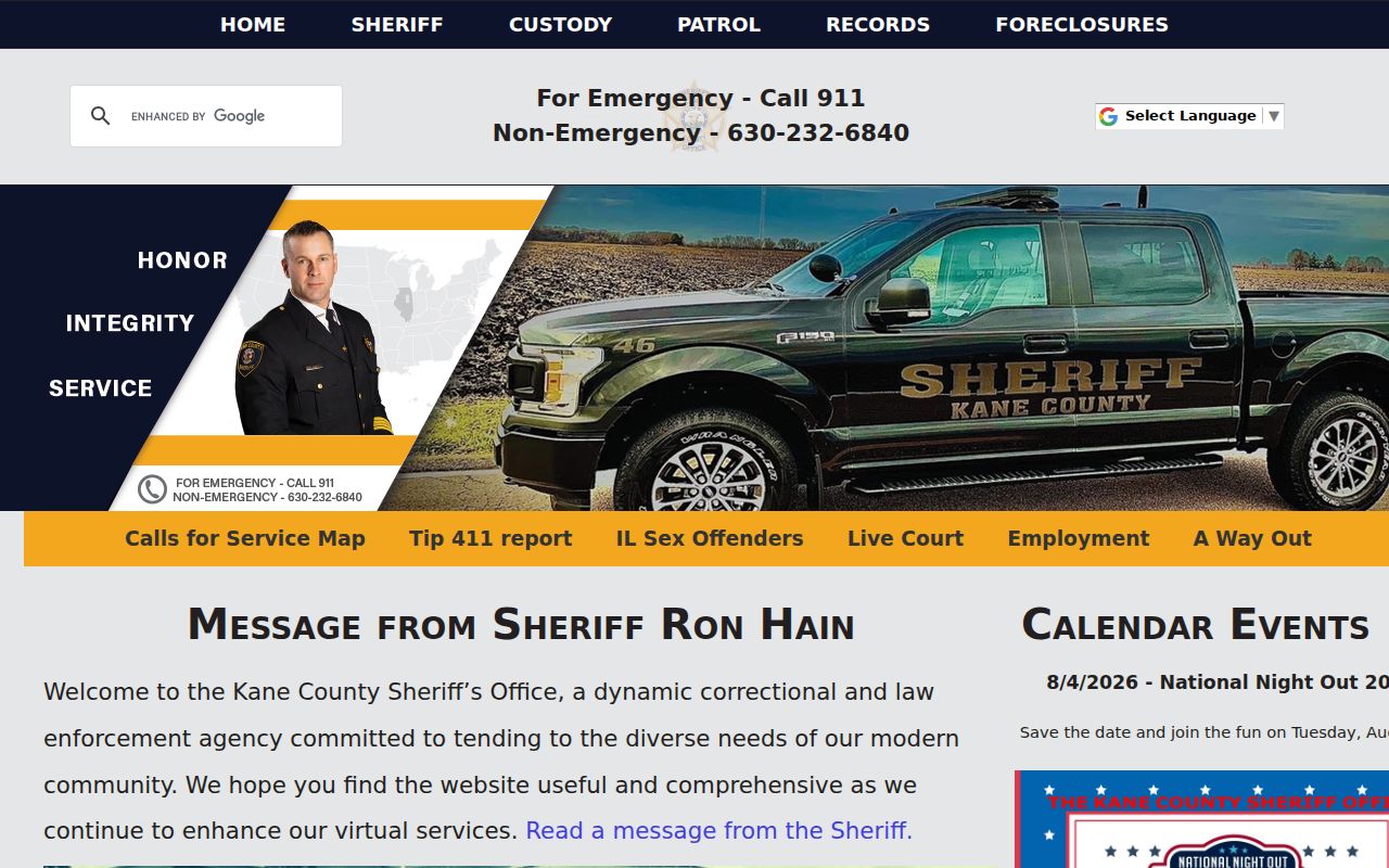 Kane County criminal history sheriff records services