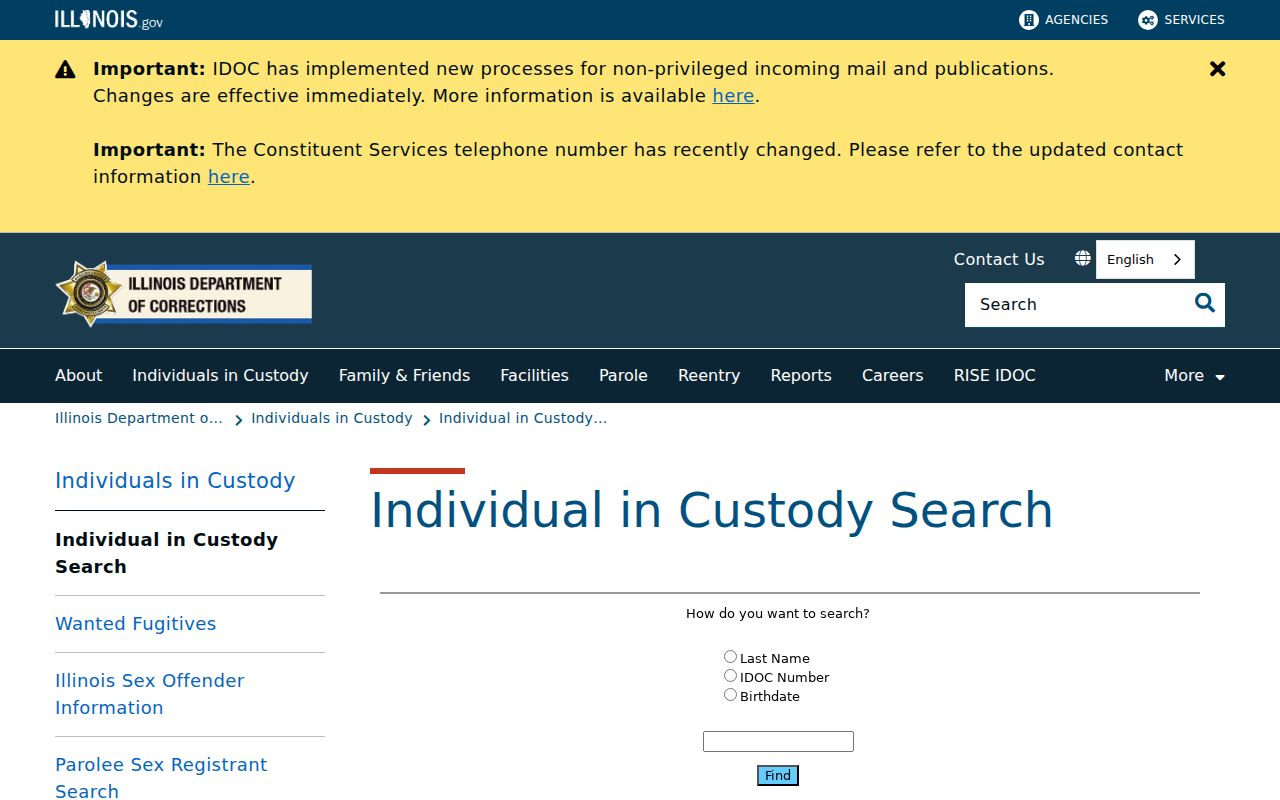 Kane County criminal history IDOC custody locator