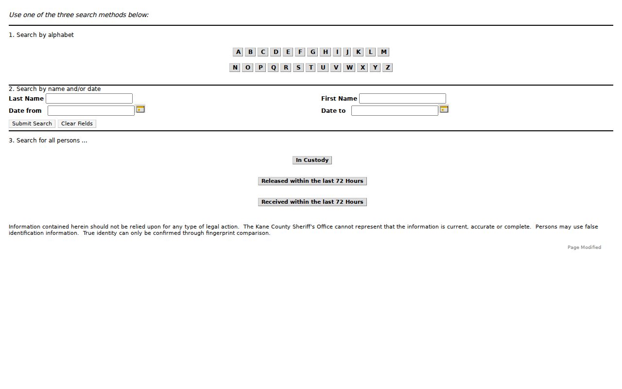 Direct Kane County detainee search application