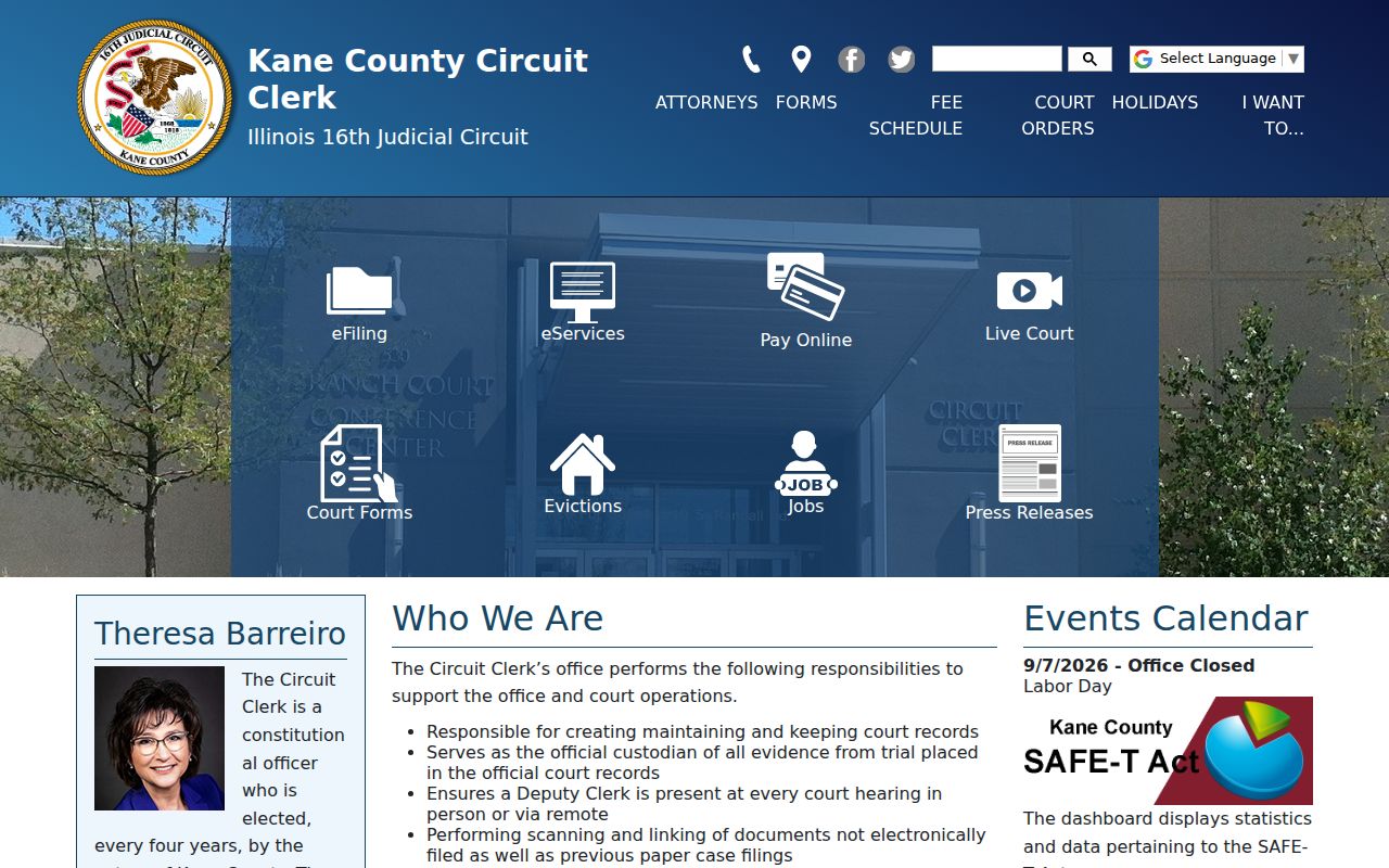 Kane County criminal court cases Circuit Clerk portal