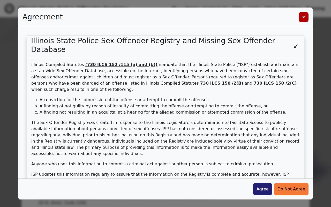 Illinois State Police registry help and contact page